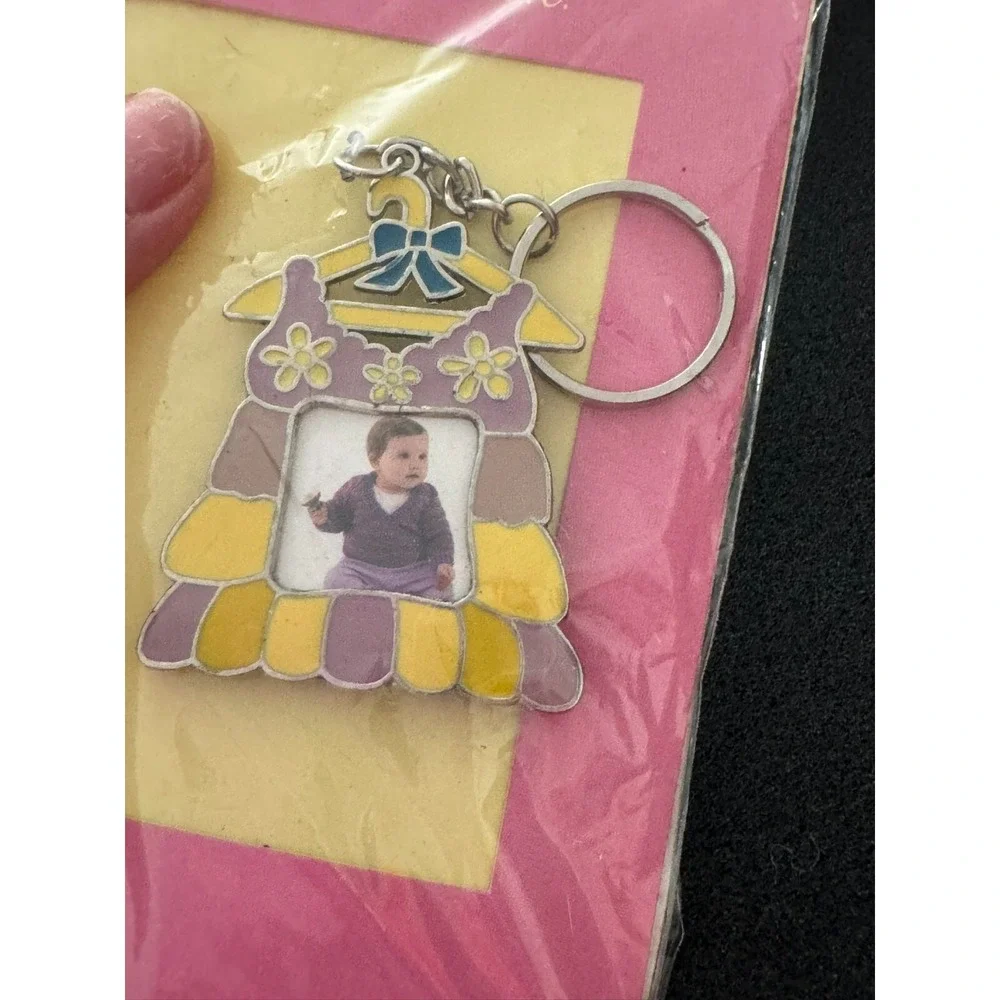 Purple & Yellow Picture Frame Keychain Key Ring‎